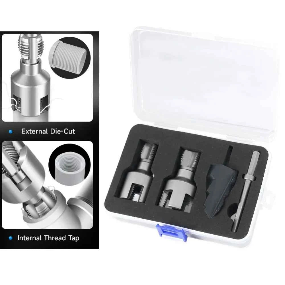 1 Set Professional PPR/PVC Water Pipe Threader & Triple Flute Counterbore Kit