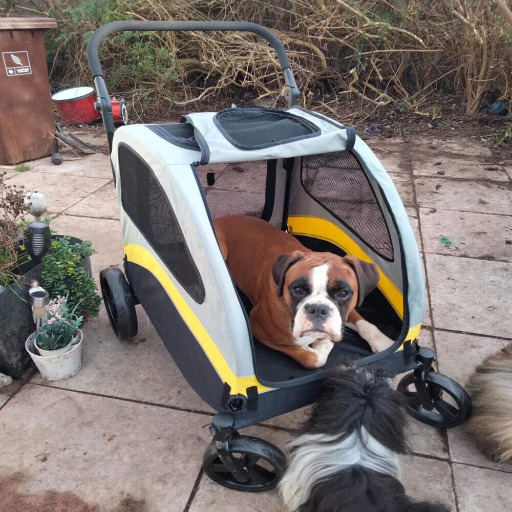 Premium 4-Wheel Foldable Dog Pram with Breathable Mesh by Snagg A Pet Stroller