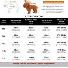 Hooded Waterproof Dog Raincoat – Full-Cover Jacket with Removable Tail Cover for Large Dogs (Up to 10XL)