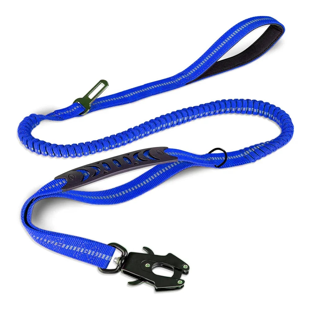 Bungee Dog Leash with Car Seatbelt – Heavy-Duty Reflective No-Pull Tactical Lead for Large Dogs