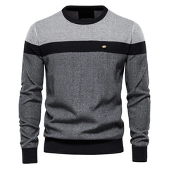 Men’s Spliced Cotton Pullover | Premium O-Neck Winter Knitted Sweater