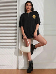 Women's "Do What Makes You Happy" Graphic T-Shirt | Cotton Oversized Street Casual Short Sleeve Tee