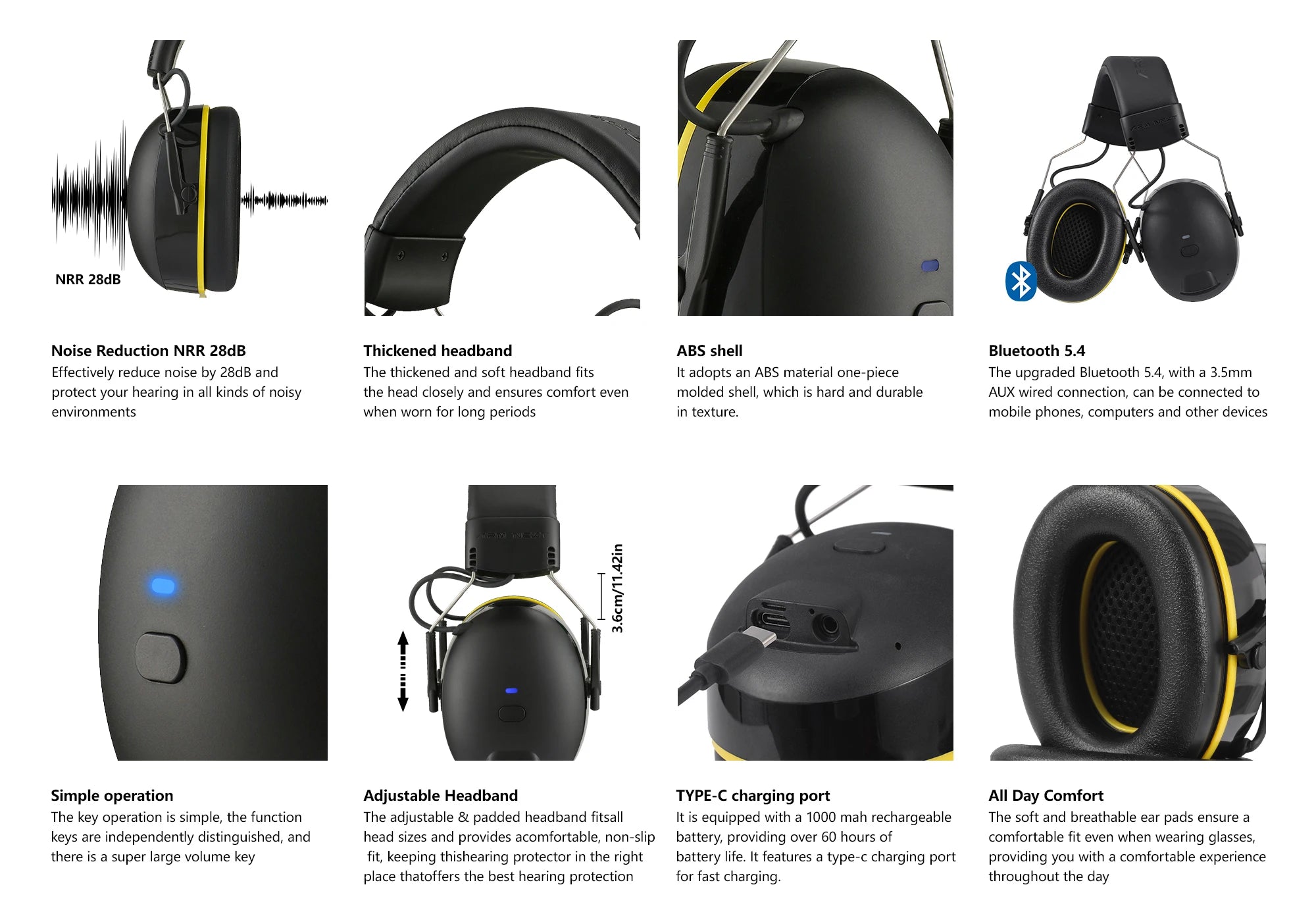 30dB Bluetooth 5.4 Earmuff Rechargeable Hearing Protection by Snagg A Safety Headphones