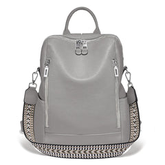 Genuine Leather Convertible Backpack – Multi-Pocket Day Pack & Shoulder Bag for Travel & Commuting