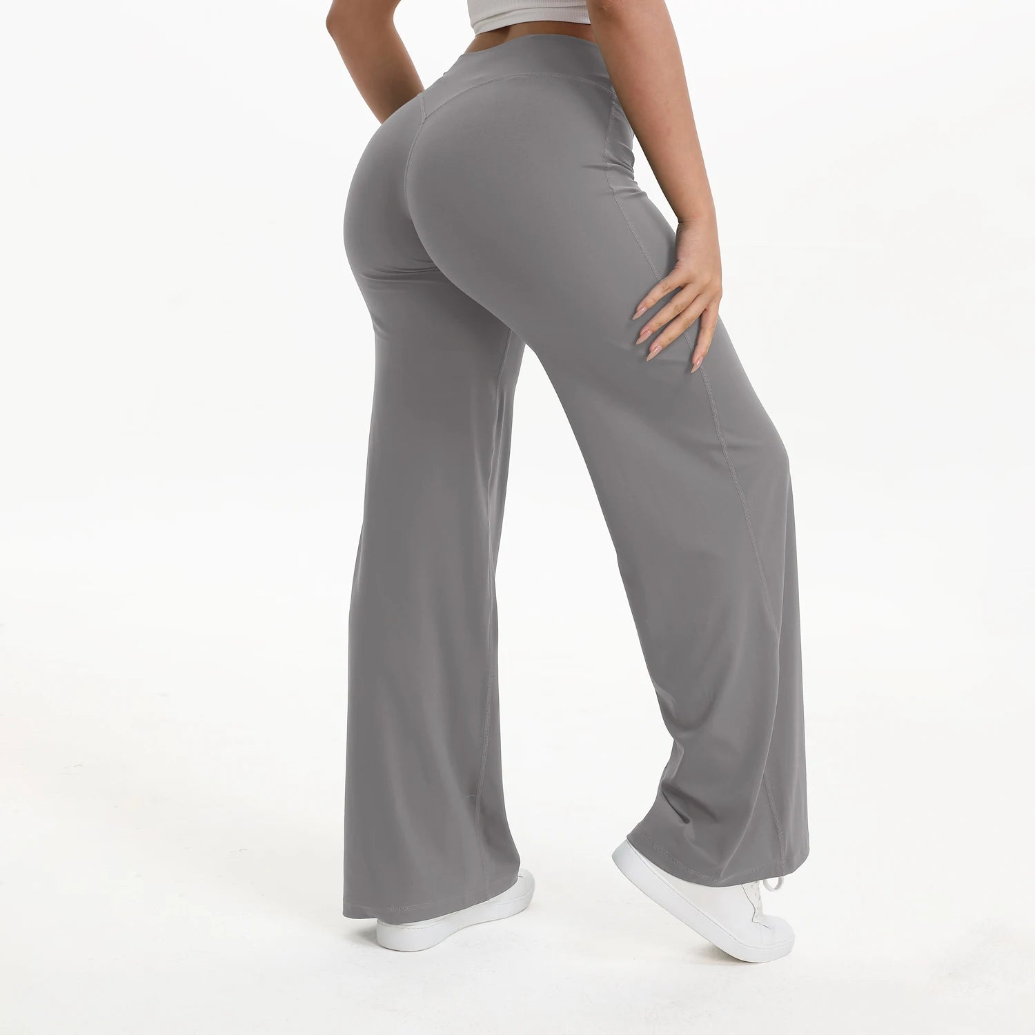 Women's Straight Leg Yoga Pants | Mid-Waist Naked-Feel Pilates Running Gym Leggings Sports Trousers