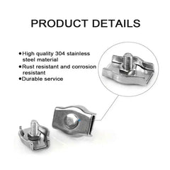 Stainless Steel 304 Cable Clamps M2–M8 | Wire Rope Fixing Clips 1–10pcs