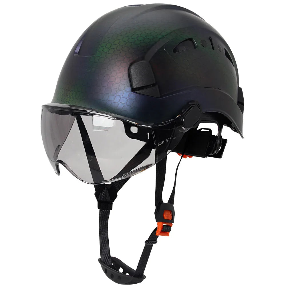 Vented construction safety helmet with built-in visor – image 16