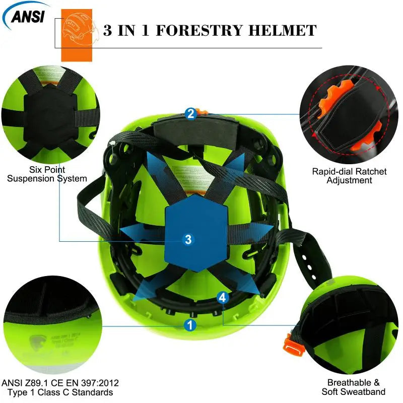 Forestry Safety Helmet With Earmuffs Face Shield by Snagg A Safety Helmet