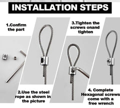 Stainless Steel Wire Rope Clamps 0.8–2mm | Adjustable Screw Copper Metal Hanging Clip Fixed Hardware