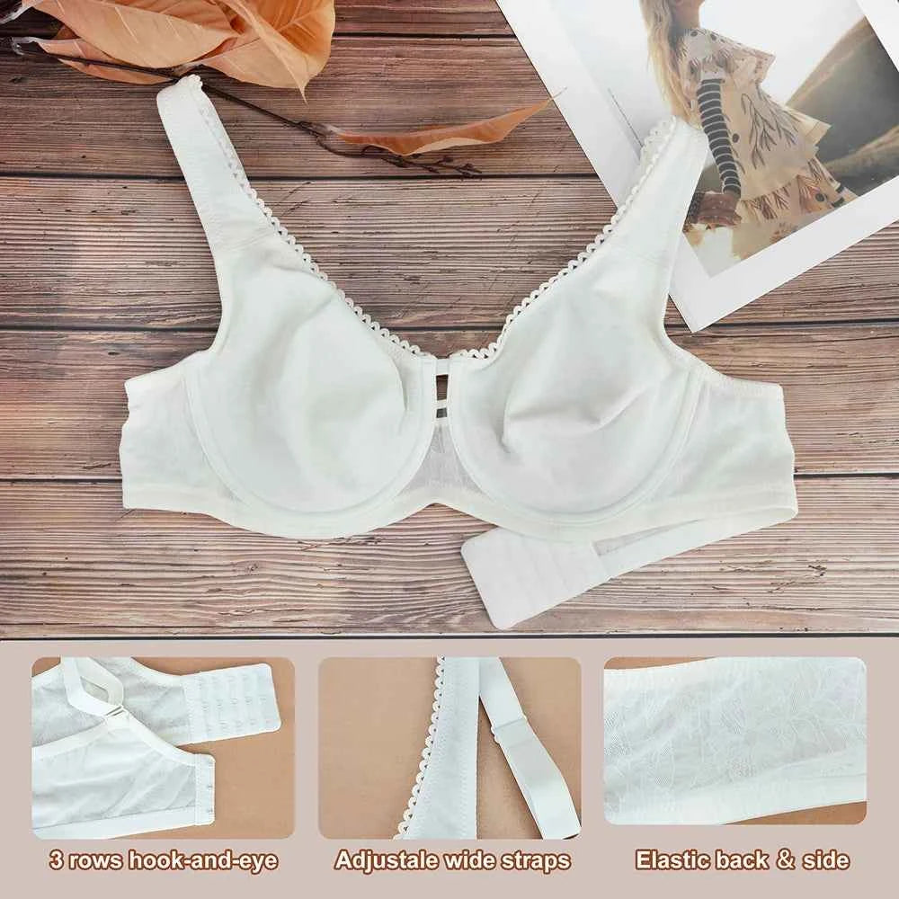 Plus Size Minimizer Bra | Lace Underwire Full Coverage Unlined Wide Strap