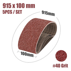 5pcs Sanding Belts 100×915mm | Belt Sander Polishing Paper Grit 40–400 Aluminium Oxide