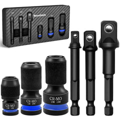 1/4 Hex Converter tools set, Quick Release Impact Bit Holders, 1/2 3/8 1/4-INCH Drive Female to 1/4-Inch Hex Adapter