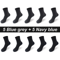 10 Pair Bamboo Business Socks, Soft, Breathable Black Crew (Sizes 39–48)