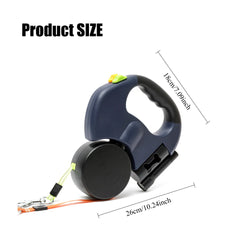 2-in-1 Retractable Dual Dog Leash – Reflective Lead with Built-In Flashlight & Anti-Tangle Clip
