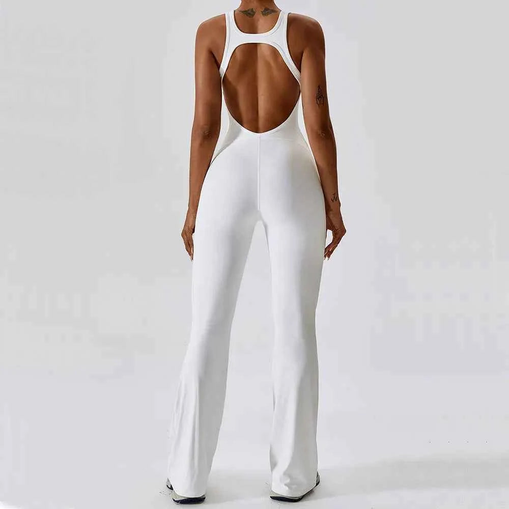 Women's Solid Yoga Jumpsuit | One-Piece Buttock-Lifting Fitness Bodysuit Workout Activewear