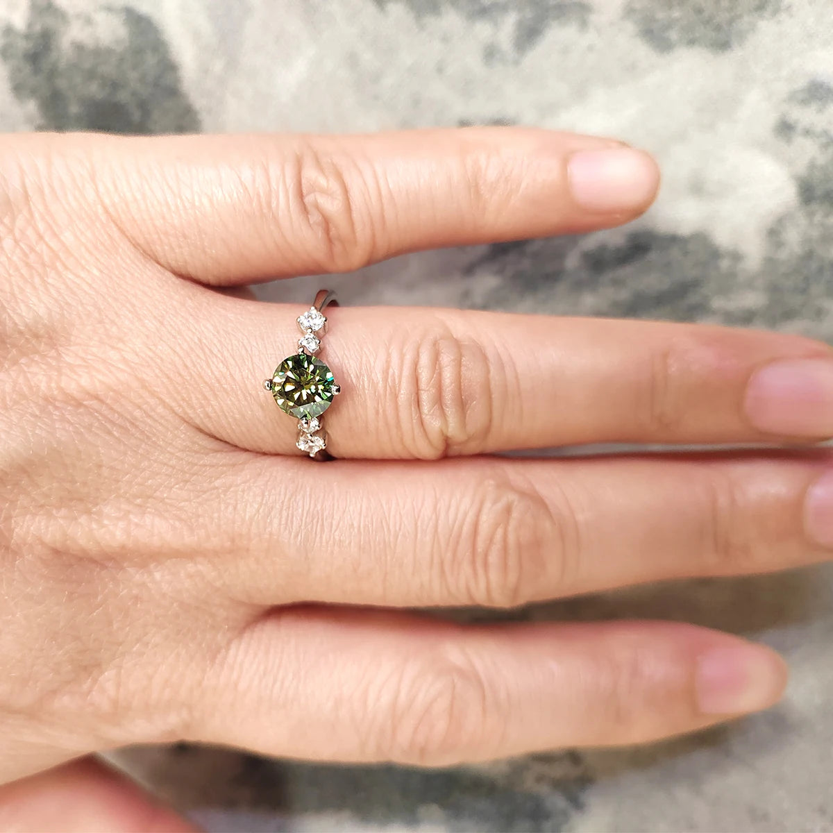 Green Moissanite Ring by Snagg A Ring