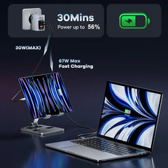 100W GaN Portable Multi-Port Charger | QC4.0 67W PD PPS Display Fast Charger Laptop Tablet iPhone