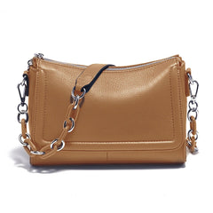 Soft Leather Acrylic Chain Handbag – Luxury Small Top-Handle Underarm & Crossbody Shoulder Bag for Women