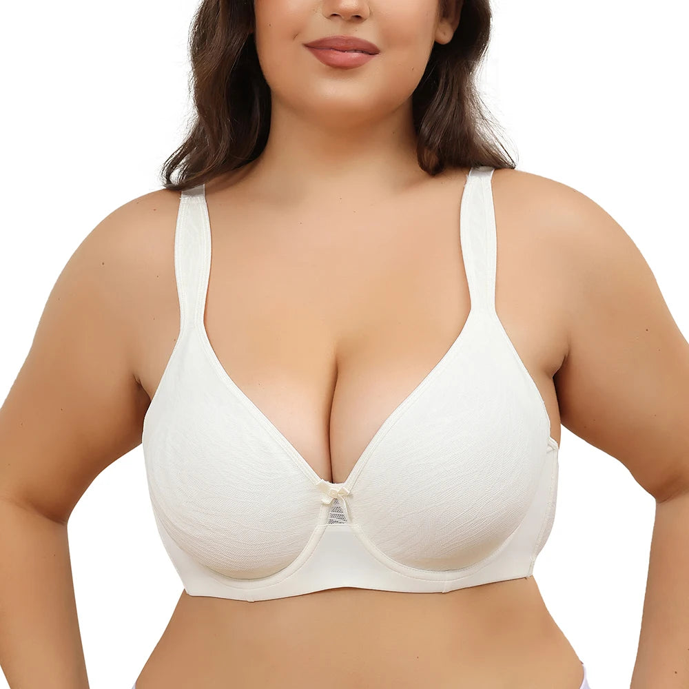 Plus Size Floral Lace Minimizer Bra | Underwire Full Coverage Unpadded High Support