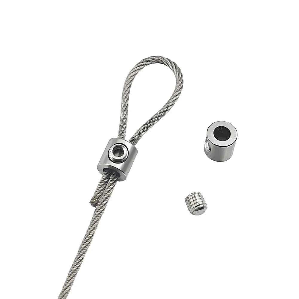 Stainless Steel Wire Rope Clamps 0.8–2mm | Adjustable Screw Copper Metal Hanging Clip Fixed Hardware