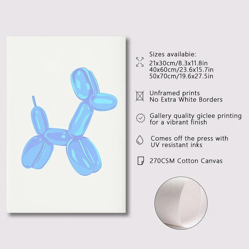 Modern Preppy Balloon Dog Canvas Print by Snagg A Print