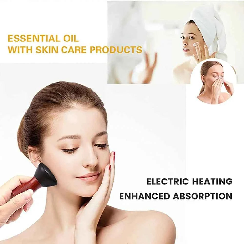 Electric Heated Bian Stone Gua Sha Massager – Anti-Wrinkle Face, Eye & Neck Lifting Tool