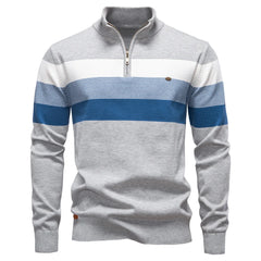 Men’s Patchwork Cotton Pullover | 2026 Winter Fashion Mock-Neck Sweater