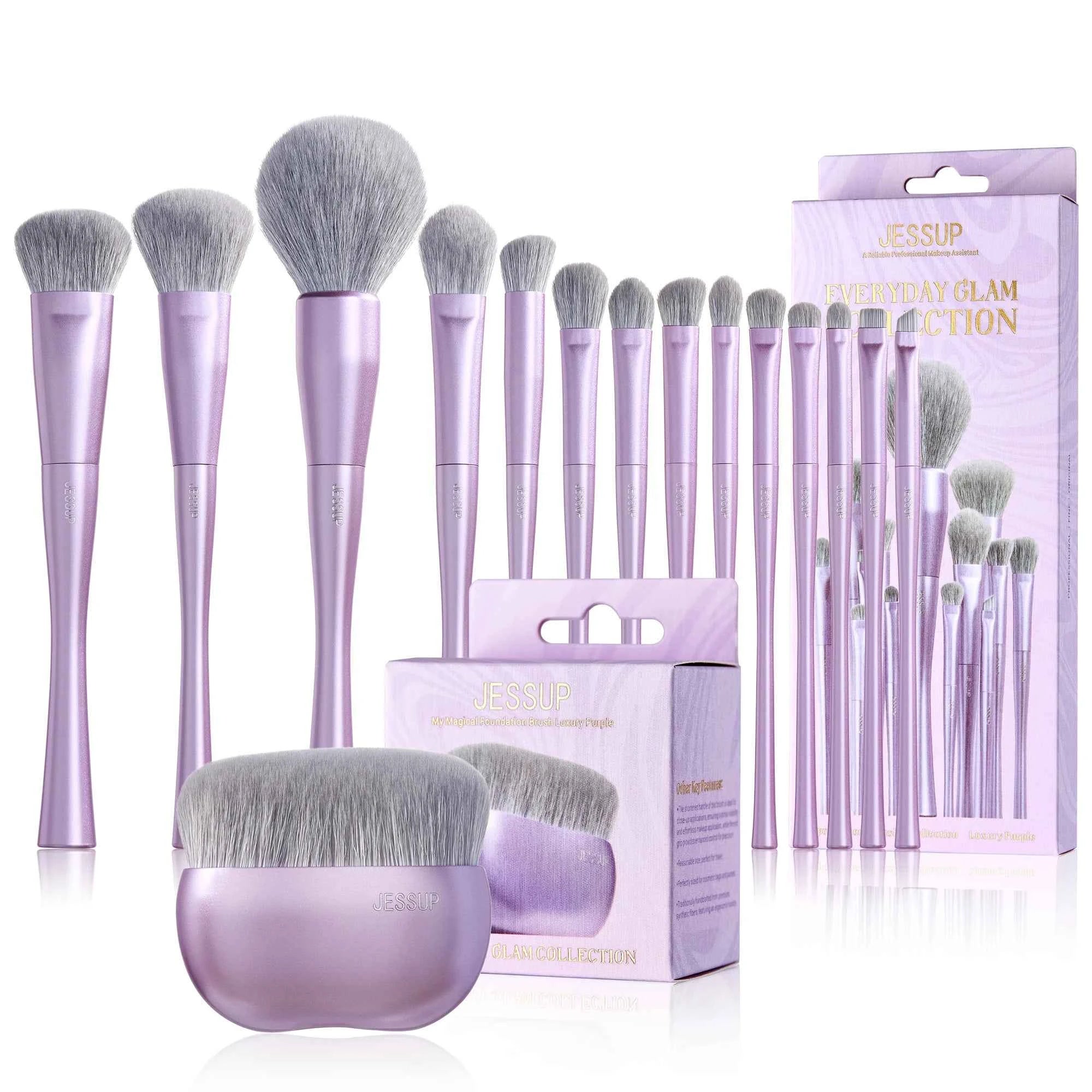 15 Piece Luxury Amethyst Professional Brush Collection – Vegan Precision Set