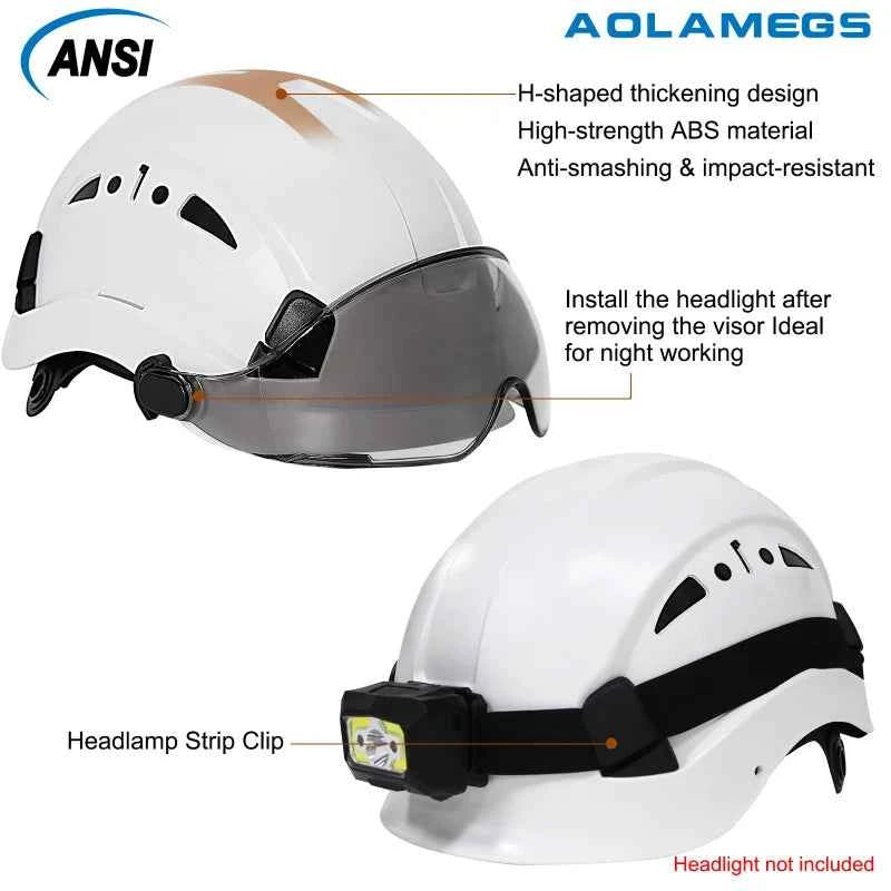 Vented construction safety helmet with built-in visor – image 3