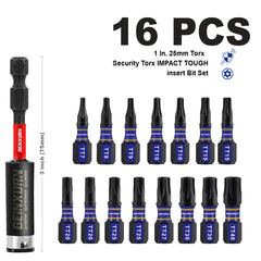 Security Torx Screwdriver Bit Set TT7–TT40 – Magnetic S2 Alloy Steel Impact Bits with Bit Holder