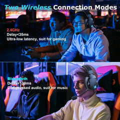 Wireless Gaming Headset with Detachable Noise Cancelling Microphone,2.4G Bluetooth-USB-3.5mm Wired Jack 3 Modes for Multi-device by SnaggIt