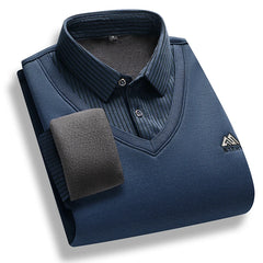 Men’s Fleece-Lined Sweater | Fashion "Fake Two-Piece" Smart Casual Pullover