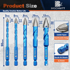 10 Pcs Hex Drill Bit Set 6/8/10mm Carbide Masonry Multifunction Drill Bit
