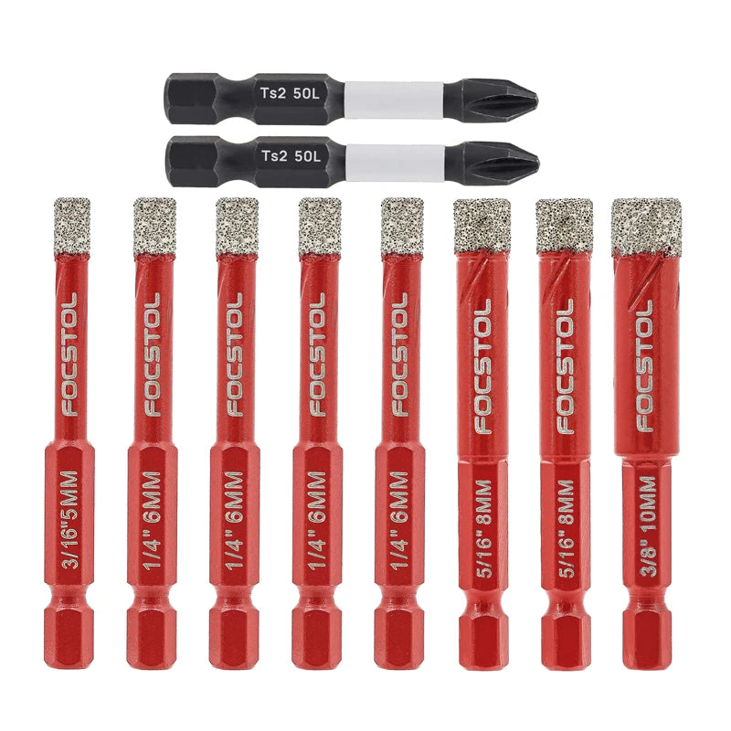 Quick-Connect Dry Drill Core Bit Set | Economy Phillips Spiral Carbide Bit for Tile Marble Granite