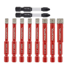 Quick-Connect Dry Drill Core Bit Set | Economy Phillips Spiral Carbide Bit for Tile Marble Granite