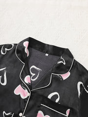 Women’s Love Print Satin – 3-Piece Pajama Set by Snagg A Pajama