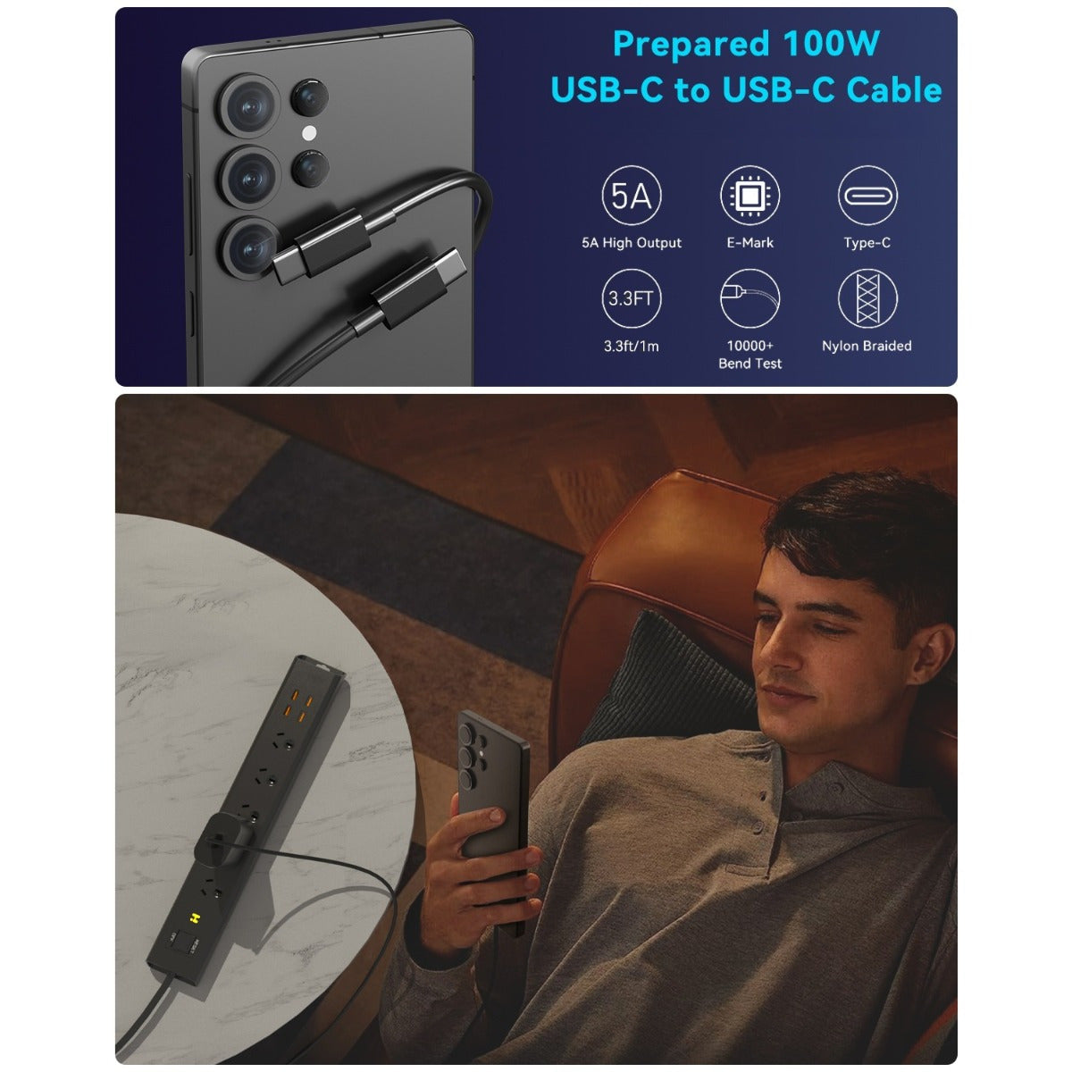 3 Pack 25W USB-C Super Fast Charger - With Charging Cable - Black - Hubs