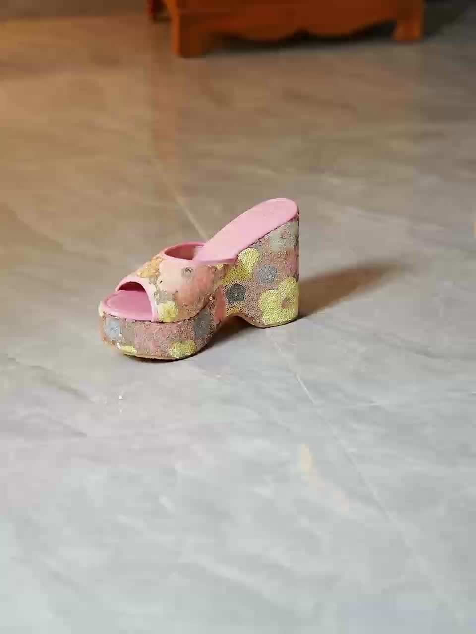 Women’s Floral Sequin Wedge Sandals by Snagg A Sandal