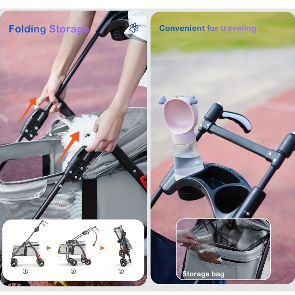 Foldable 4-Wheel Travel Carriage with Mesh Windows by Snagg A Pet Stroller