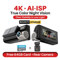 AI ISP 4K Dual Dash Cam | Sony Starvis Color Night Vision & GPS