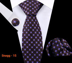 Classic Plaid Tie Set for Men - Necktie with Matching Pocket Square & Cufflinks - Snagg - 15 - Others In Fashion