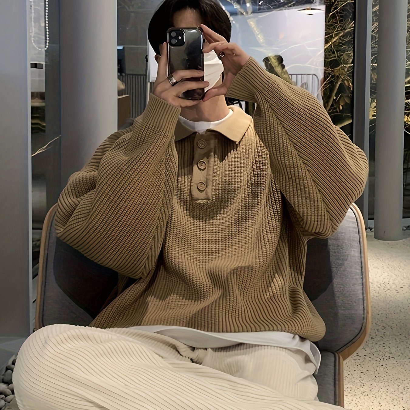 Men’s Loose Striped Knitted Golf Sweater by Snagg A Jumper