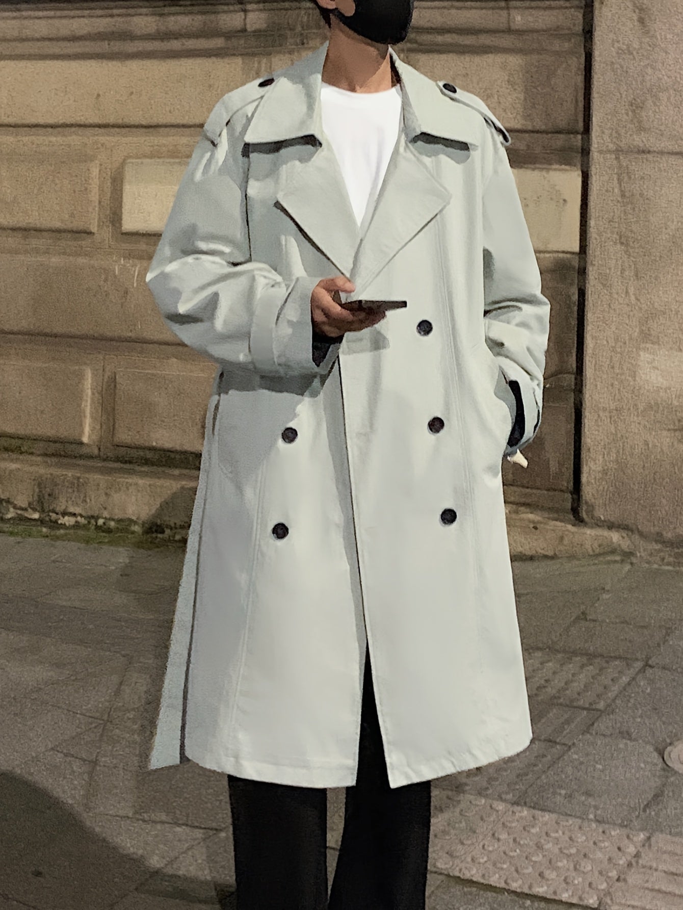 Men’s Double-Breasted Trench Coat with Belt by Snagg A Coat