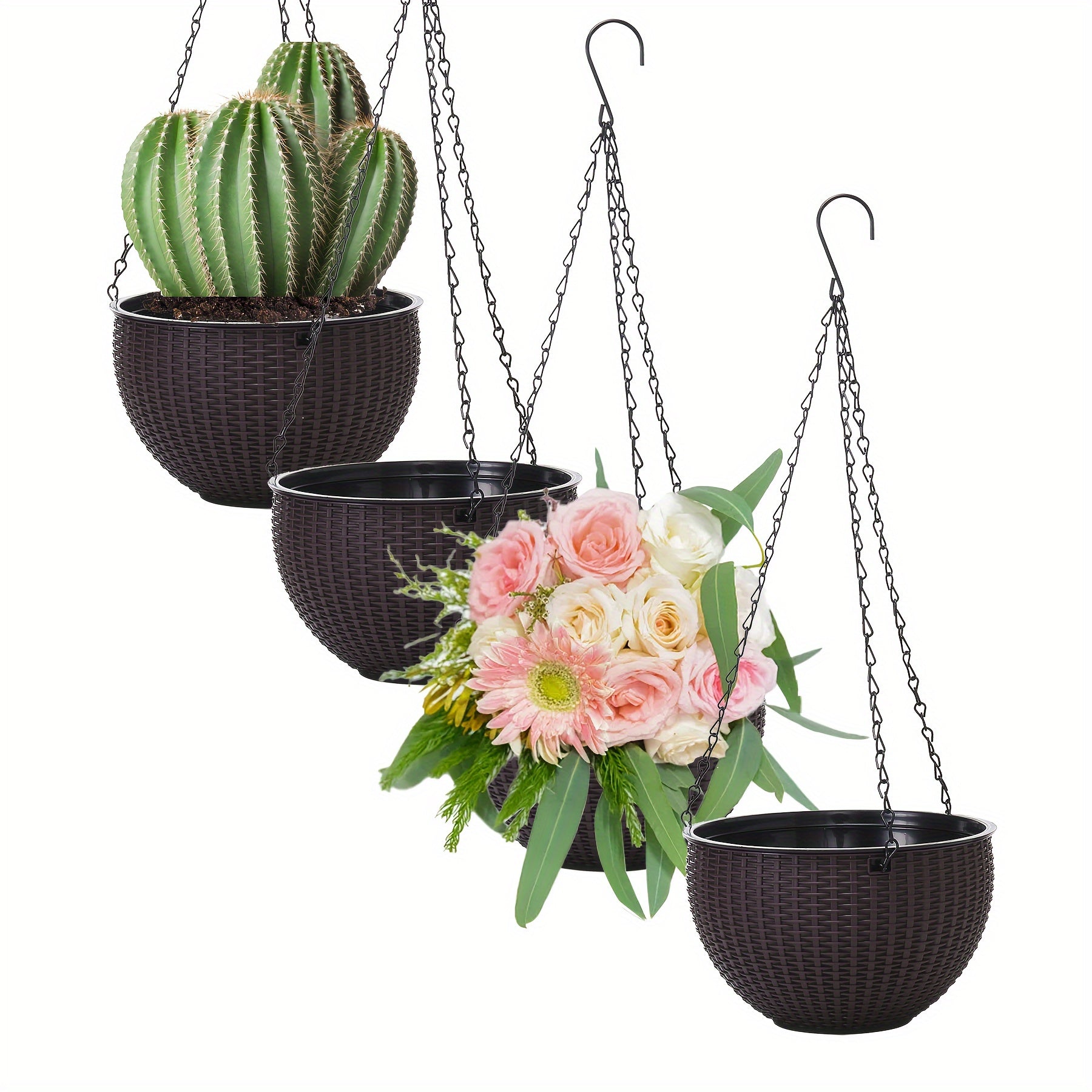 4pcs Hanging Baskets with Chains by Snagg A Pot
