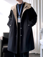 Men’s Mid-Length Beige Hooded Trench Coat by Snagg A Coat
