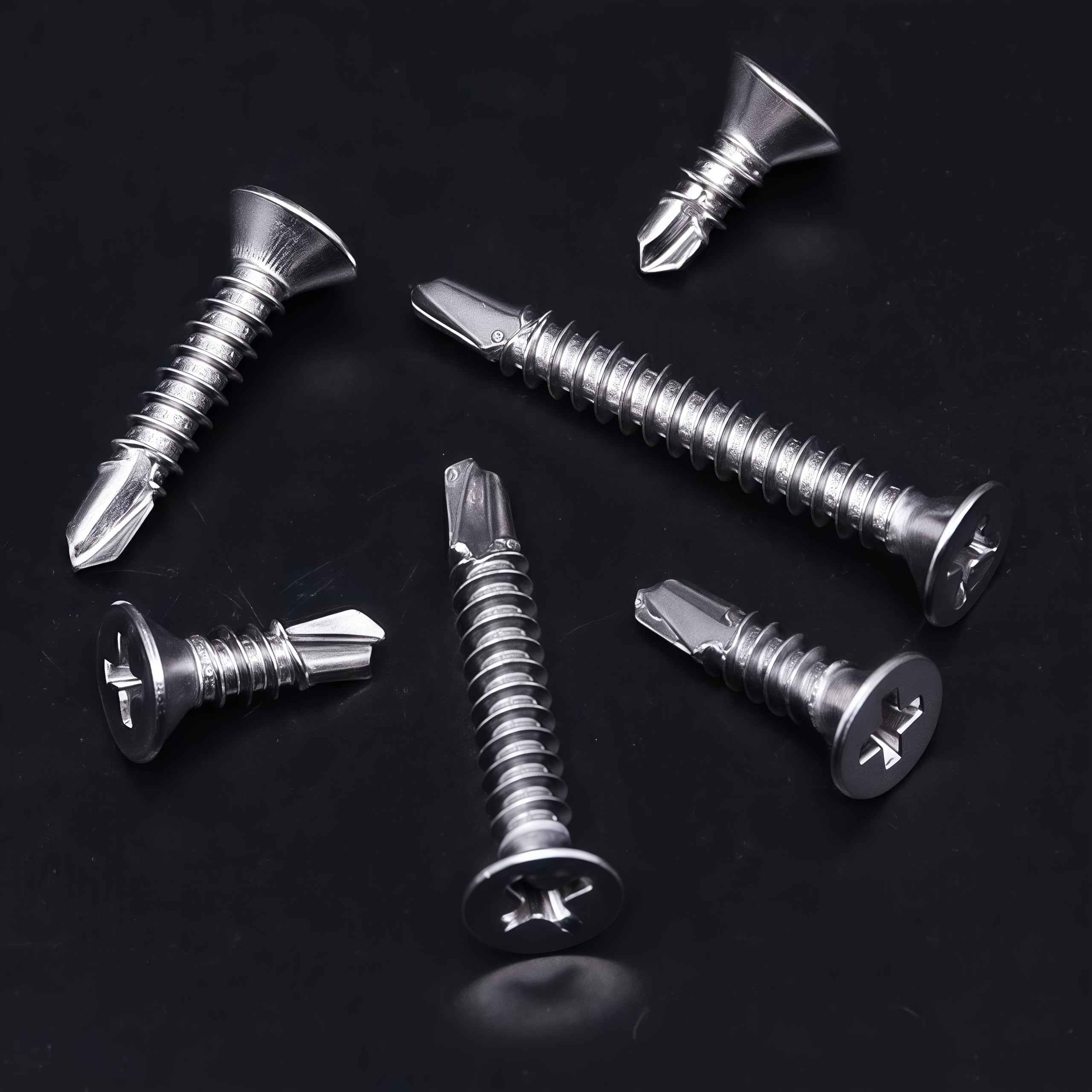 500pcs 410 Stainless Steel Self Drilling Screws (Self-Tapping) Phillips Flat Head - Total 500 pieces + Bit - Power
