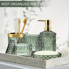 5 Pcs Luxury Glass Bathroom Accessory Set by Snagg A Bathroom Set