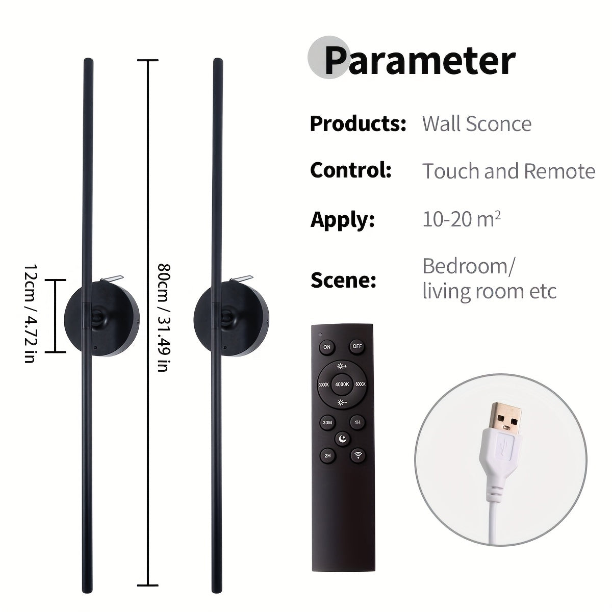 31.5" Battery-Powered Wall Sconce Wireless 360° by Snagg A Wall Light