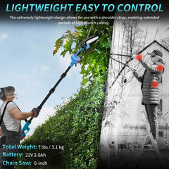 2 in 1 Cordless Pole Saw & Mini 6" Chainsaw by Snagg A Chainsaw