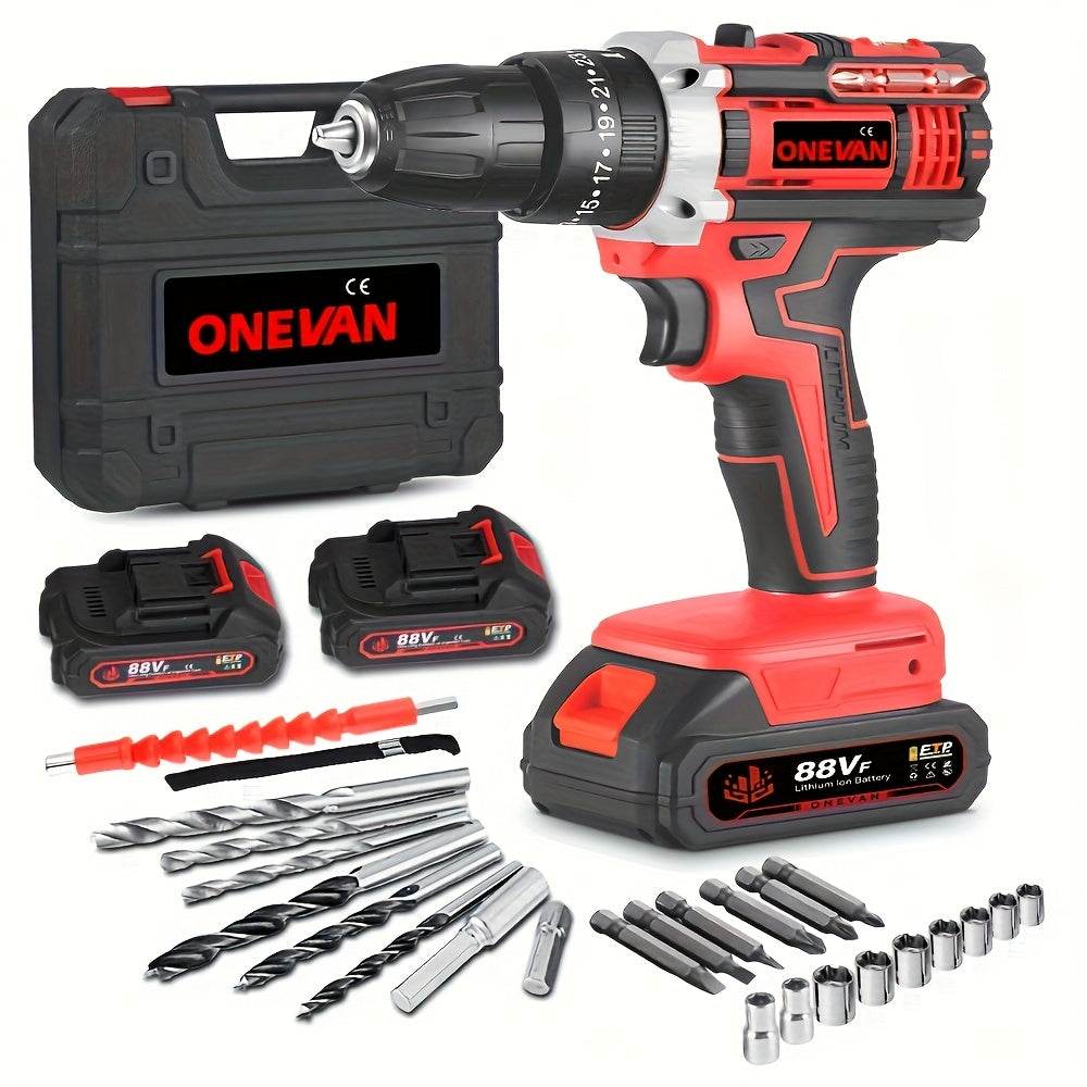 Cordless Electric Impact Drill Kit – 2 Batteries + Toolbox - SnaggIt